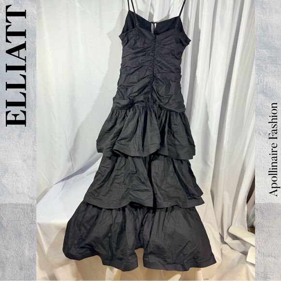 ELLIATT ASPEN MAXI DRESS IN BLACK MEDIUM NWT TIERED SLEEVELESS - Picture 5 of 7